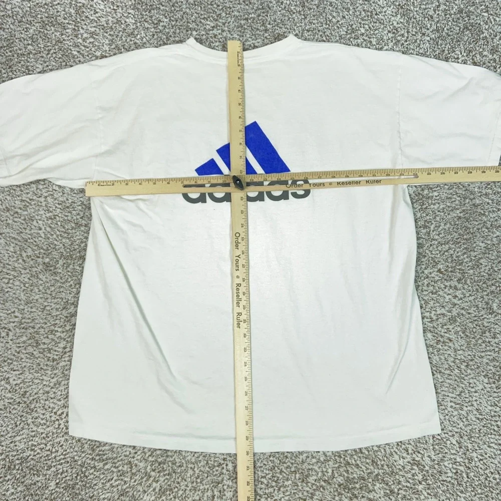 Vintage Adidas Shirt Men XL White Blue Logo Graphic Tee USA 1997 MN Soccer State